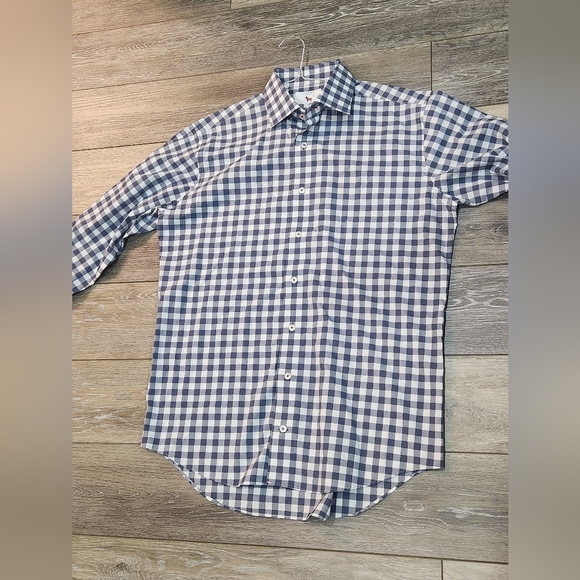 Lorenzo Uomo Blue and White Checkered Men's Shirt Size 16 32/33 - Picture 7 of 11